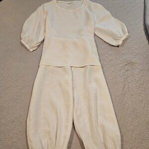 Bryn Walker top (Med) & bottom (Small/Med), 100% white linen